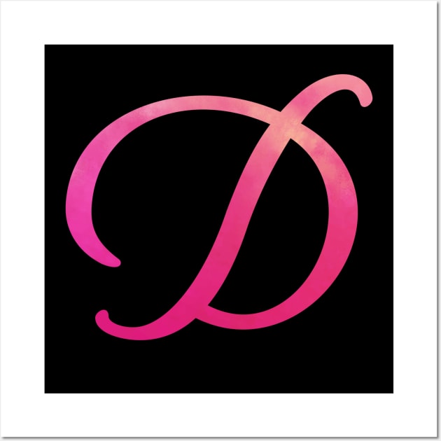 Letter D Monogram, Pink Color Personalized Design Wall Art by Star58